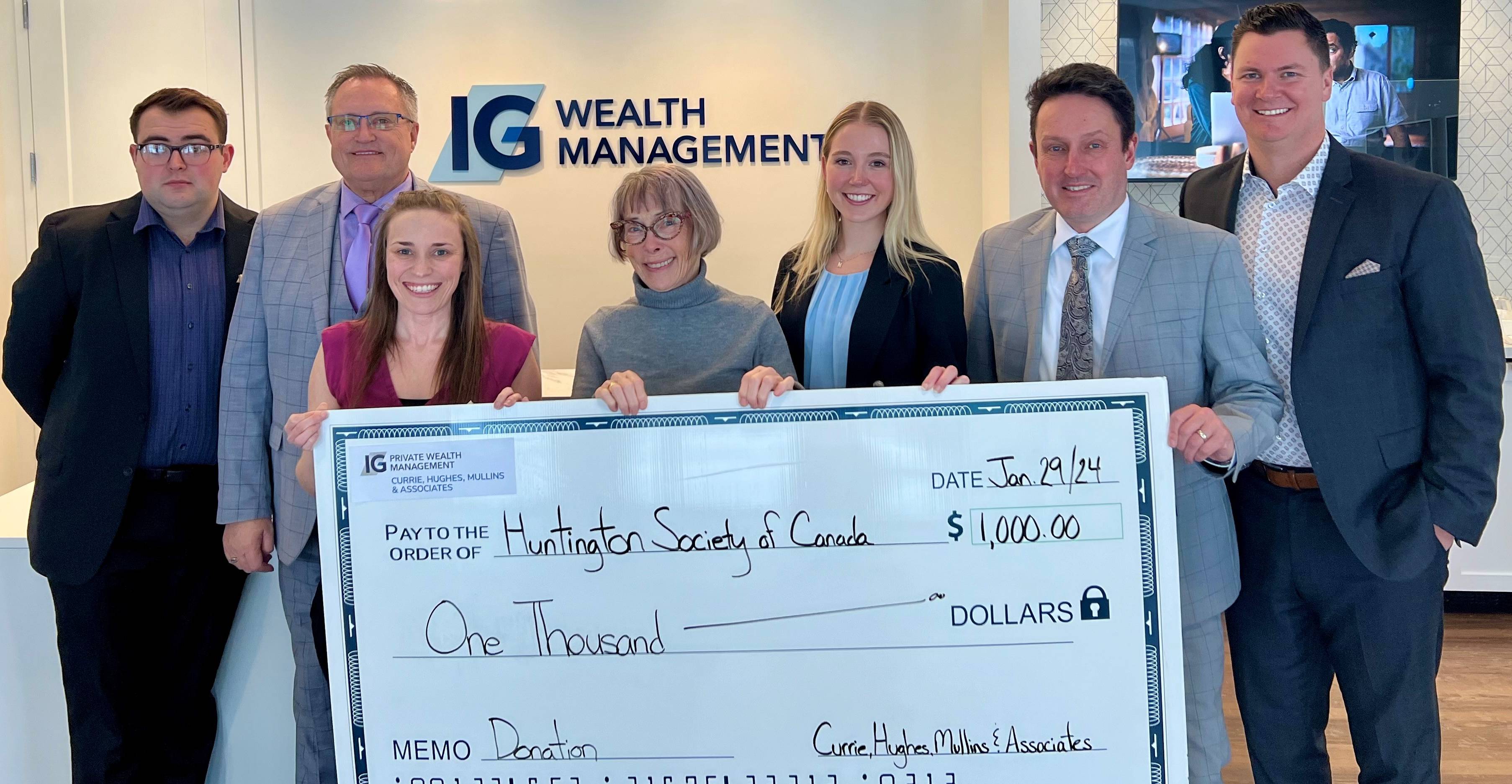 Huntington Society of Canada - Donation Photo - January 2024